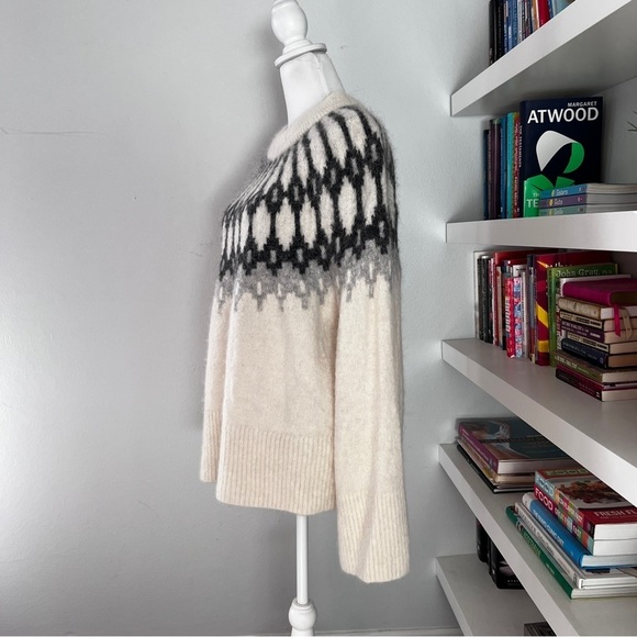 Banana Republic Fair Isle Mock-Neck Alpaca Sweater in Transition Cream size XL - Picture 4 of 14